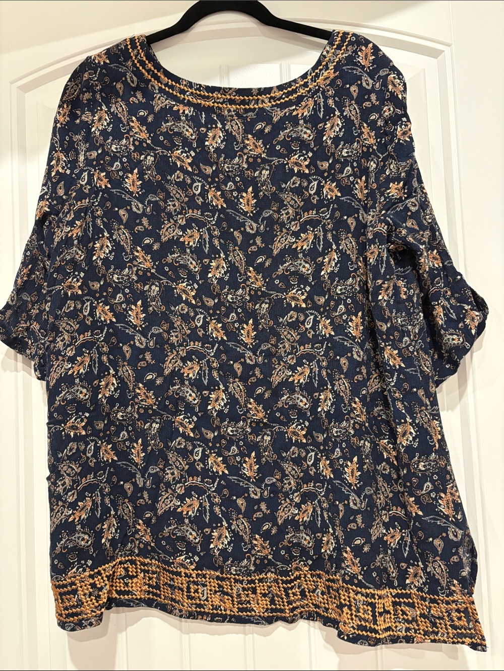 Market Spruce Navy Paisley Tunic with Gold Embellished Trim - Picture 3 of 3